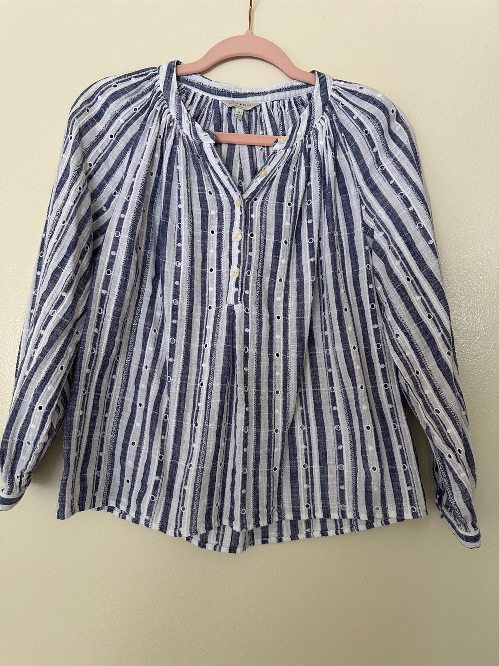 Lucky Brand Blue and White Striped Button-Front Shirt